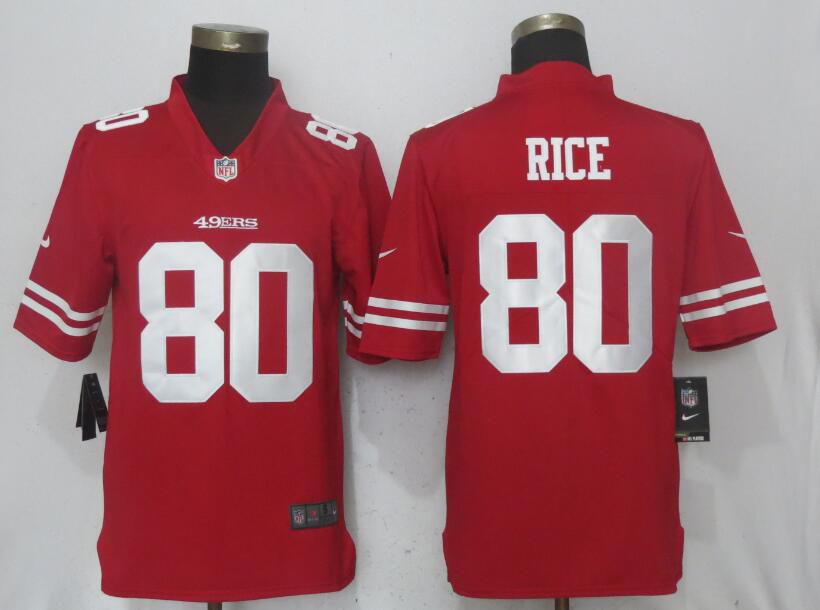 Men San Francisco 49ers 80 Rice Red Vapor Untouchable Limited Player Nike NFL Jerseys